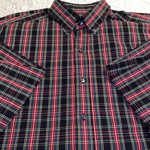 EUC. Club Room Regular Fit Plaid Quarter Sleeves Button Up Shirt Sz 17